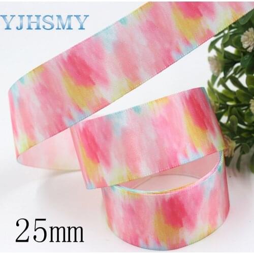 YJHSMY I-191002-2289,25mm 10yards Colorful Splashing ink Printed Polyester Ribbon,bow cap DIY accessories decorations