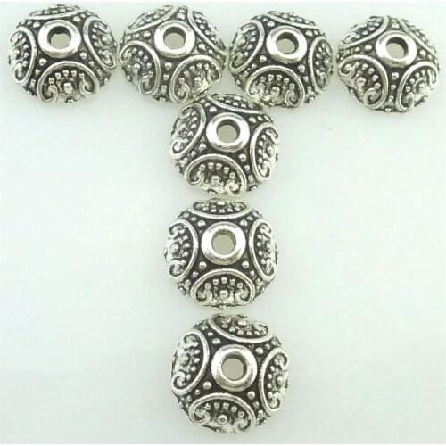 40pcs 15196 Antique Silver Color 10mm Flower Bead End Caps For Jewelry Making Findings Needlework Diy Accessories