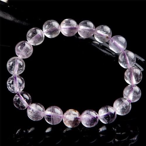10.5mm Genuine Natural Purple Kunzite Quartz Bracelet Women Femme Stretch Healing Gems Crystal Round Bead Bracelet Drop Shipping