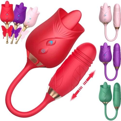 10 Speed Vibrators Dildos Strong Shock Sucking Licking Teasing Double Heads Vibrator Rose Sucking Vibrator Sex Toy for women