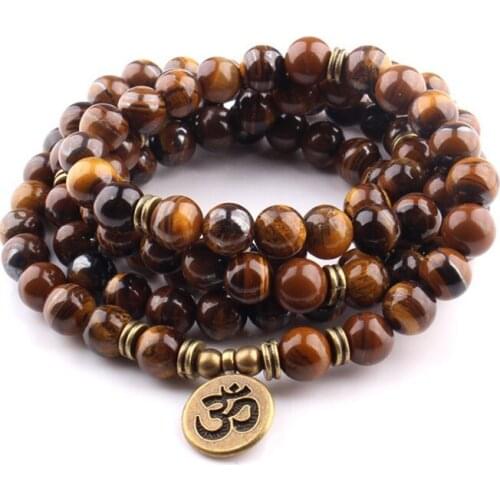 108 beads 8mm elastic adjustable Lotus life tree Buddha OM eye Chakra Reiki agate Onyx Yoga Bracelet necklace rg3d