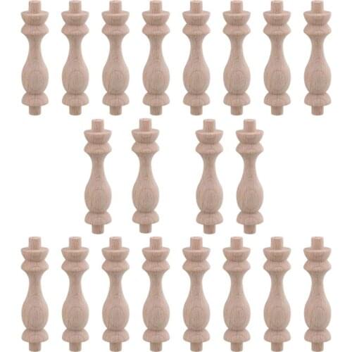 20Pcs 7.5x1.8cm H-83 Beech Unpainted Unfinished Wood Craft Spindles Baluster for Home Restaurant Decor Repair Decoration