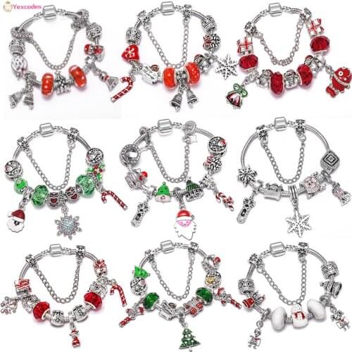 2121 New Christmas Collection Charm Bead Pendant Diy Charm Silver Plated Bracelet Fit Womens Holiday Gift Direct Shipping