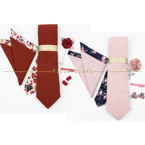 5 PCS Luxury Cotton Double-Side 7cm Tie Set Brooch Pin Clip Hankie Cufflinks Men Wedding Party Floral Cravat Best Gift Accessory