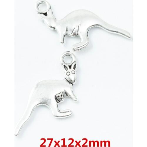 55 pieces of retro metal zinc alloy kangaroo pendant for DIY handmade jewelry necklace making 6756