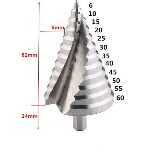 6-60mm Cone Hole HSS Titanium Coated Step Drill Bit Drilling Power Tools HSS Steel Metal Hole Cutter