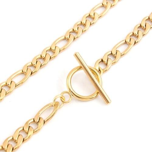 Stainless Steel Figaro necklace for MEN Toggle clasp heavy chain S.steel Good quality 16"-38" Length Necklace