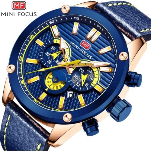 MINI FOUCS Mens Chronograph Watches Luxury Top Brand Wristwatch Military Sports Quartz Watch Man Reloigos Masculino Clock 0288