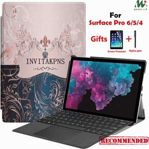 Case Cover for Microsoft Surface Pro 6 2018 Stand Pu Leather Case for Surface pro 4 /pro 5 Laptop Sleeve+Screen Protector Film