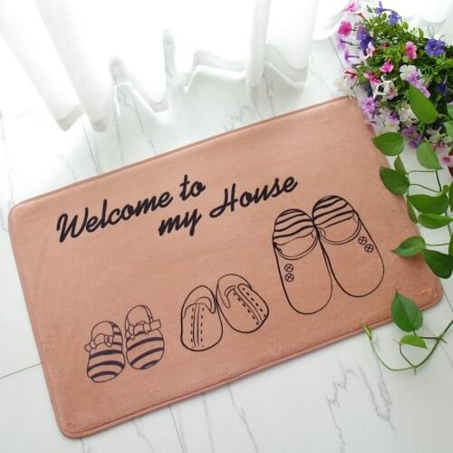 Welcome Home Mats Soft Flannel Printed Anti Slip Front Door Indoor Door Mats Hallway Entrance Shoes Off Doormat Washable