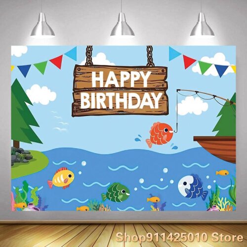 Blue Sky Under White Clouds Leisurely Fishing Background Happy Birthday Picture Photography Studio Digital Photo Custom Backdrop