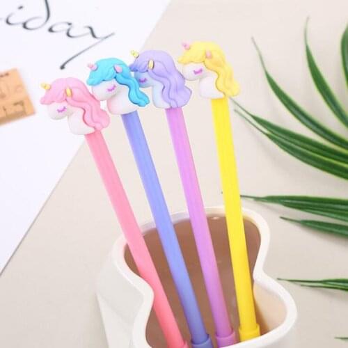 1pc Cute Pen Kawaii Eyelash Unicorn Black Ink Signature Pen Child Student Office School Supplies Stationery Cartoon Unicorn Pen