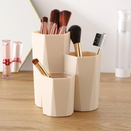 3 Lattices Cosmetic Make-up Brush Storage Box Table Organizer Make Up Tools Pen Storage Makeup Nail Polish Cosmetic Holder Box