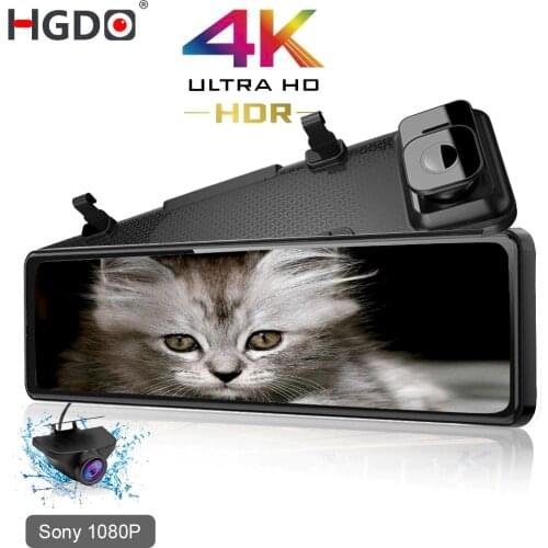 New HGDO12" 4K Car DVR 2160P Sony IMX415 Rear View Mirror Camera 1080P Rear camera Dash Cam Video Recorder Registrar with Mount