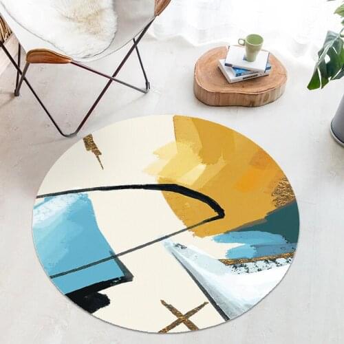 Nordic Fresh Round Carpet Livingroom Kids Room Area Rug Computer Chair Floor Mat Home Decor Velvet Fleece Women Yoga Rugs