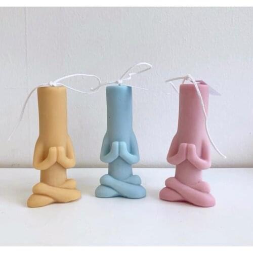 Prayer Candle Mould Wish Blessing Candle Mould Creative Yoga Seating Humanoid Fragrance Candle Plaster Silicone Mold