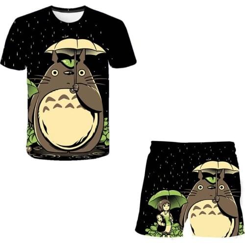Totoro T Shirt Children Clothing Sets Tops+pants Sets Girls Tshirts Kids Shorts Sport Suit Baby Boys T-shirt 4 5 6 7 8 9-14 Year
