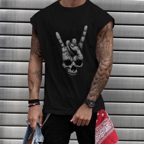 Summer Mens Clothes Vintage Streetwear Harajuku Fashion Rock Skull Printing Tank Tops Men 2021 Casual O-Neck Sleeveless T Shirts