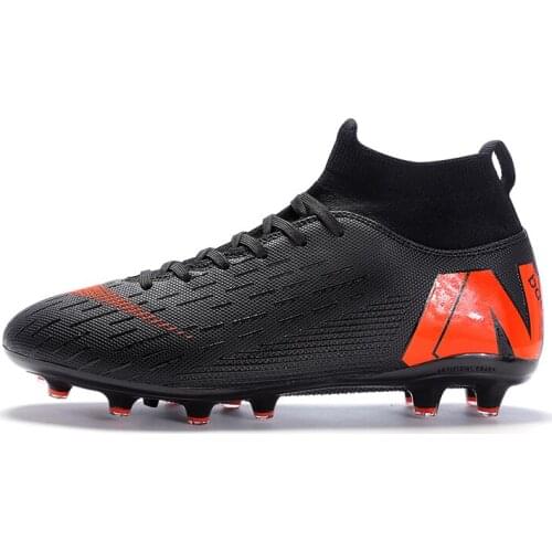 2021 Hot Men Soccer Shoes Adult Kids TF/FG High Ankle Football Boots Cleats Grass Training Sport Footwear Men‘s Sneakers 35-45
