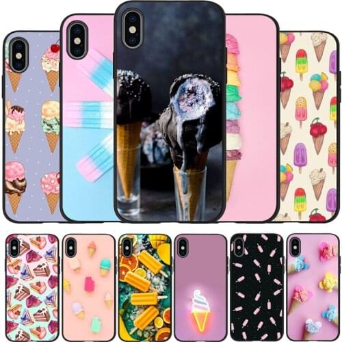 Cream ice cream cake Soft Silicone black Phone Case For iPhone 5 5S 6 plus 7 8 plus X XR XS Max 11 PRO Max SE 2020