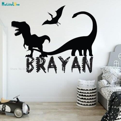 Custom Name Dinosaur Wall Decals Kids Sticker Home Decor Girls Boys Bedroom Self-adhesive New Art Design YT4300