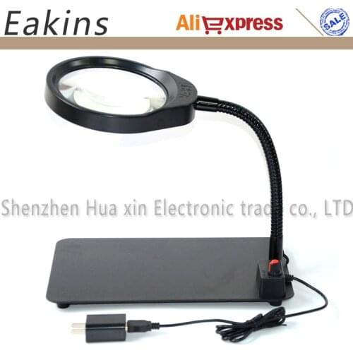 3X 5X 8X 10X Desktop Magnifying Glass With 36pcs LED Light Universal Rotation For Electronic Maintenance Testing