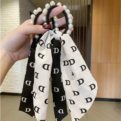 New Cloth Bowknot Elastic Hair Bands for Women Girls Letter Scrunchies Headband Hair Ties Ponytail Holder Hair Accessories