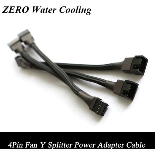 Wholesale 20pcs/Lot 15cm Black Sleeved 4Pin Fan Y Splitter Power Adapter Cable Free Shipping