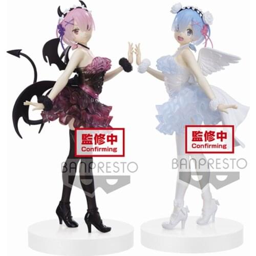 In Stock Banpresto Original Anime Figure Re:life In A Different World From Zero Demon Ram Angel Rem Action Figure 20Cm Pvc Model
