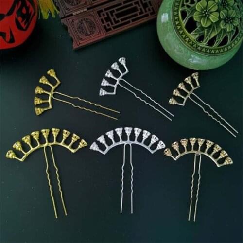 5pcs U-Shape Flower Hair Sticks Hair Accessories Base for For DIY Pearl Hair Chopsticks Jewelry Making Findings Accessories