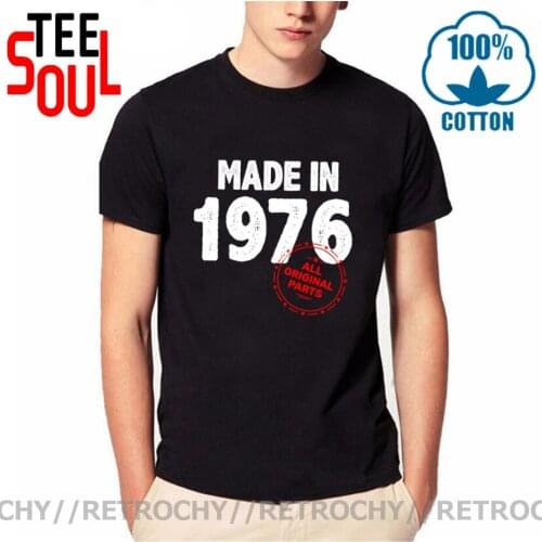 Retrochy Vintage Made In 1976 All Original Parts T shirt men Retro Birthday Born in 1976 T-shirt 1976 Birth Year Tee shirt homme