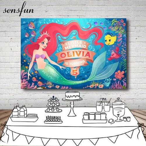 Sensfun Under The Sea Girls Mermaid Birthday Party Photography Backdrops For Princess Custom Backgrounds Photo Studio