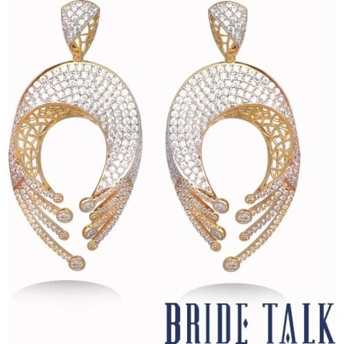 Bride Talk New Model Women Earrings Cubic Zirconia Micro Pave Setting Luxury Fashion Jewelry For Wedding Engagement High Quality