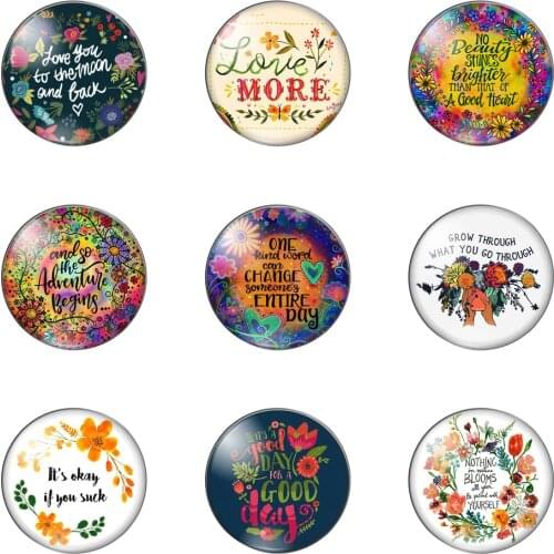 Beautiful Meaning Good Es Love Happy Everyday 12mm/20mm/25mm/30mm Photo Glass Cabochon Demo Flat Back Making Findings