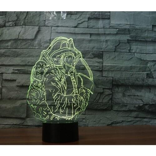 3D Fireman Model NightLight LED Desk Table Lamp 7 Color Change USB Bedroom Bedside Decor Firefighter Lighting For Kdis Gfit