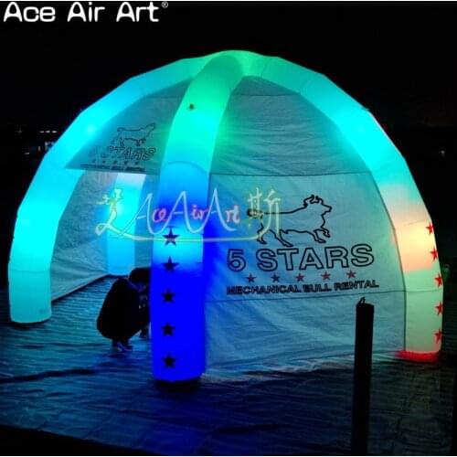 6m diameter LED lights inflatable dome spider marquee tent inflatable led spider tent with full cover and removable zipper door
