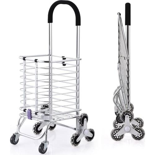 Shopping cart small cart shopping cart climbing stairs folding trolley car can push can sit elderly walking trolley