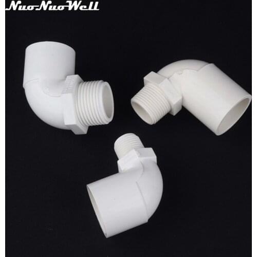 1pc 32mm to 1/2" 3/4" 1 inch Male Thread Elbow Connector Garden Irrigation 90 Degree PVC Pipe Fittings 3/4" Adapter