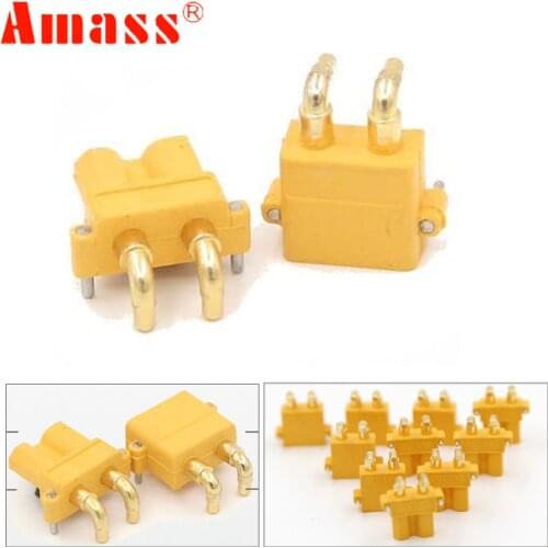 10psc Amass XT30PW ESC Motor PCB board plug Banana Golden XT30 Upgrade Right Angle Plug Connector for RC Mode
