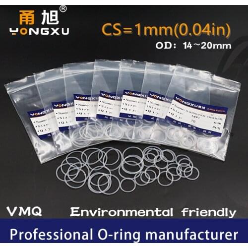 10PCS/Lot White Silicone O Ring Thickness CS1mm OD14/15/16/17/18/19/20*1mm VMQ Seal Rubber Ring Gasket Washer