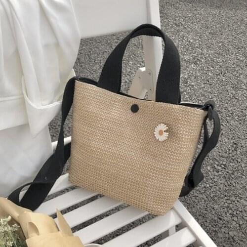 2020 Women Straw Beach Bag Fashion Handmade Woven Shoulder Bag Raffia Circle Rattan Bags Bohemian Summer Vacation Casual Bags