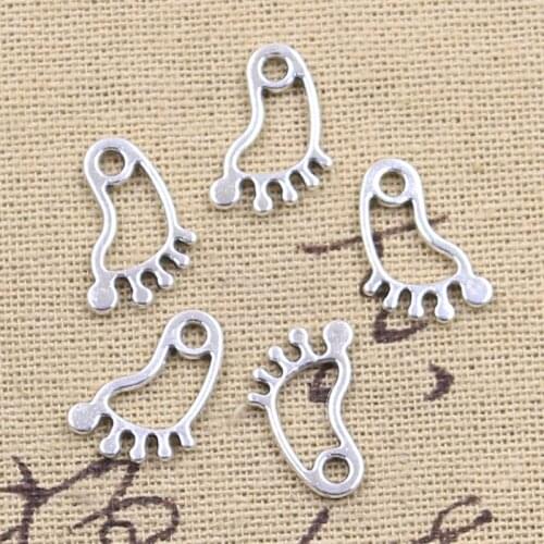 30pcs Charms Footprint Foot 16x10mm Antique Silver Color Pendants Making DIY Handmade Tibetan Finding Jewelry