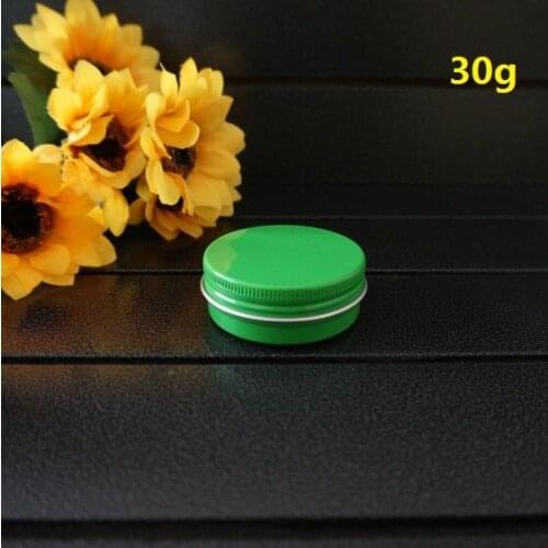 30g Round Aluminum Box Metal Tin Cans 30ml Green Empty Cosmetic Cream DIY Refillable 30g 52*21mm Jar Tea Aluminum Pot Containers