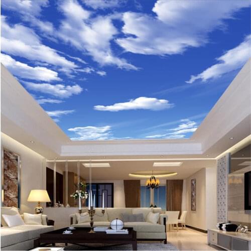Wallpaper modern Blue sky and white clouds sky ceiling mural home improvement living room