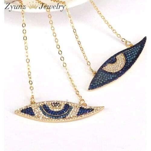 5PCS, Vintage Color CZ Demon Eye Pendant Necklace For Women Charm Female Necklace Jewelry Gift