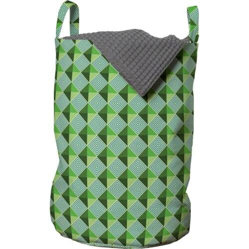 Abstract Green Laundry Basket Modern Geometric Nature Art Organizer for Clothes Underwear Socks Toys Wash Bag & Home Storage