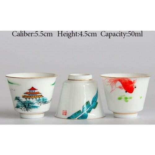 White porcelain hand-painted tea cup ceramic tea cup master cup single cup Kung Fu tea set tea cup tea bowl NO.YZ83