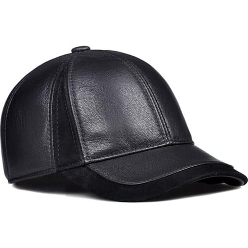 NEW Genuine Sheepskin Baseball Cap Casual Fashion Hat Autumn And Winter Plus Velvet Cap Real Leather Baseball Cap For Men