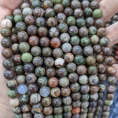 Natural Rainforest Agates Beads DIY Round 6/8/10MM Loose Stone Bead For Jewelry Making Bracelet Necklace Accessories Strand 15