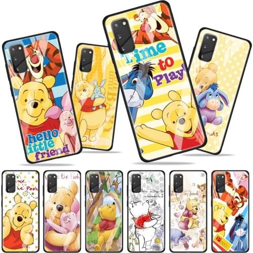 Disney Winnie the Pooh for Samsung Galaxy S20 FE Ultra Note 20 S10 Lite S9 S8 Plus Luxury Tempered Glass Phone Case Cover